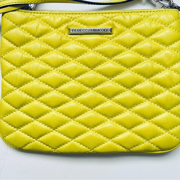 Rebecca Minkoff Love Kerry Quilted Leather Crossbody Bag Bright Yellow Casual - Picture 4 of 13